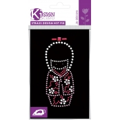 Transfert thermocollant clou & strass Kokeshi 10,4x4,4 cm