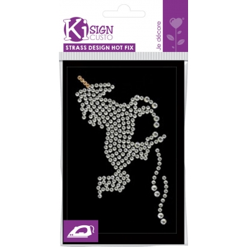 194625 - 3760131946253 - Ki-Sign - Transfert thermocollant clou & strass Licorne 8,4x5,4 cm