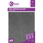 Tissu thermocollant pailleté Gris Anthracite