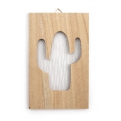 Tableau grillage en bois Cactus 15x24cm