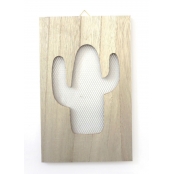 Tableau grillage en bois Cactus 15x24cm