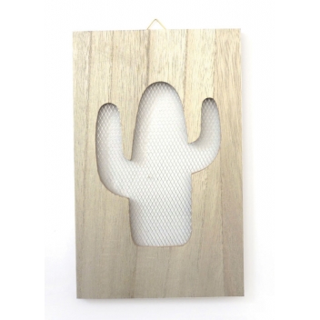 100681 - 3532431006810 - Graine créative - Tableau grillage en bois Cactus 15x24cm