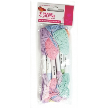205022 - 3532432050225 - Graine créative - Fil à broder 8 échevettes 7m Pastel