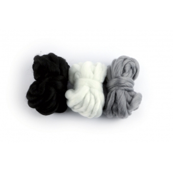 420151 - 3532434201519 - Graine créative - Grosse laine à tisser 3 Pelotes Noir Blanc Gris
