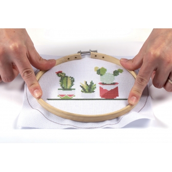 420170 - 3532434201700 - Graine créative - Kit Canevas sur Tambour à Broder Cactus Ø 15,5 cm - 5