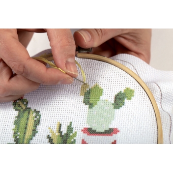 420170 - 3532434201700 - Graine créative - Kit Canevas sur Tambour à Broder Cactus Ø 15,5 cm - 7