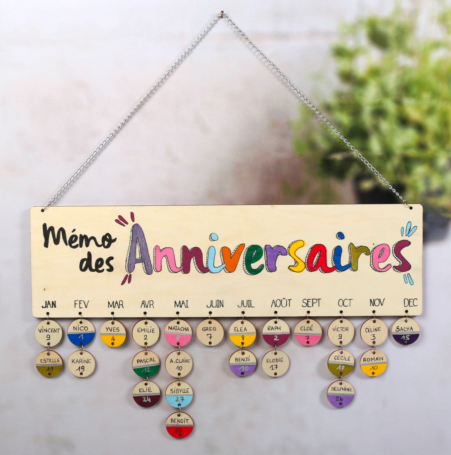 Calendrier Memo Anniversaire En Bois 400x12 Graine Creative Ref