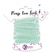 Ruban Sequins Vert d\'eau Mat 6m Largeur 6 mm