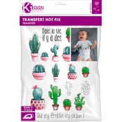 Transfert Thermocollant Petits Cactus couleur A4