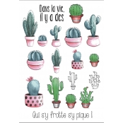 Transfert Thermocollant Petits Cactus couleur A4