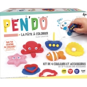 Pen'do Pâte à modeler crayon de couleur Kit 4 couleurs + accessoires