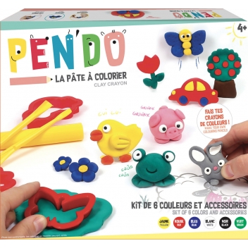 262620 - 3471052626208 - Graine créative - Pen\'do Pâte à modeler crayon de couleur Kit 6 couleurs + accessoires - 7