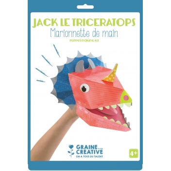750013 - 3471057500138 - Graine créative - Marionnette de main en carton Triceratops