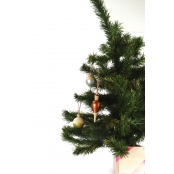Boule de Noël Pointe en bois à suspendre 11 cm