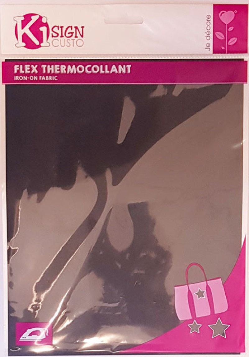 Tissu flex thermocollant Noir mat 20 x 25 cm - Ki-Sign ref 196000
