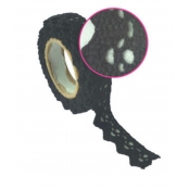 Ruban adhesif textile Dentelle coton noir 1,7 cm