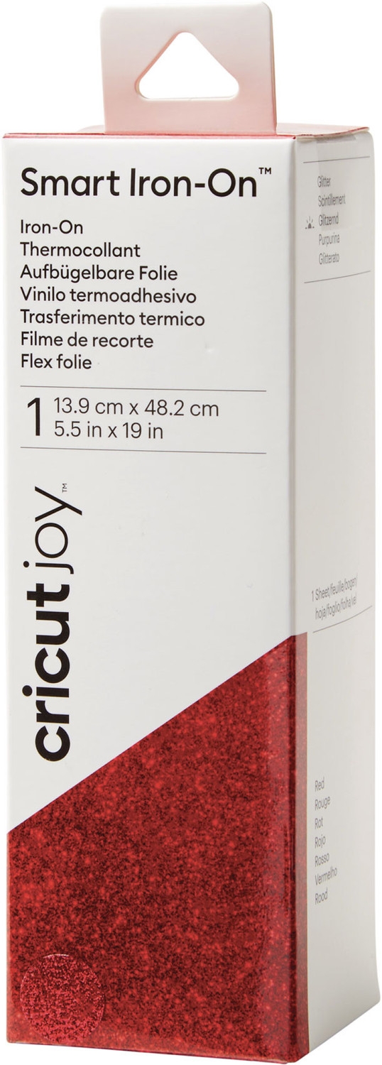Cricut Joy ; Feuille Flex Thermocollant Rouge Pailleté 13;9x48;2 cm - Ref  2008060