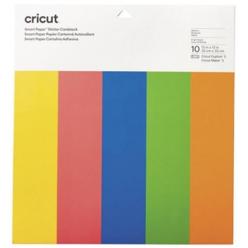 2008318 - 093573354526 - Cricut - Cricut Smart Paper : Papier Cartonné Autocollant 33cm 10 feuilles colorées