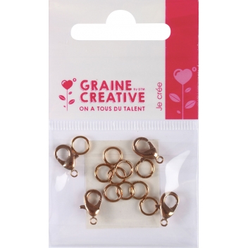 268418 - 3471052684185 - Graine créative - Sachet de 4 Fermoirs Mousquetons Coloris Bronze 12Mm Avec Anneaux