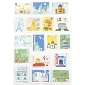 Stickers Timbres Pays 3cm 51 pièces