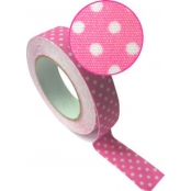 Fabric Tape Adhésif Rose Pois 1,5cm 5m