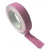 Fabric Tape Adhésif Rose Pois 1,5cm 5m