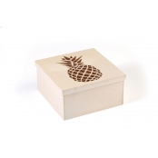 Boite en bois Ananas 15x15 cm