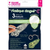 POCH. 3 FEUILLES PLASTIQUE DINGUE PHOSPHORESCENT 262x202x2