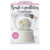 Boule à paillette en verre 8 cm avec Socle et Paillettes