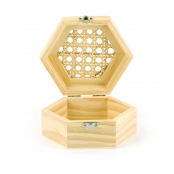 Boite Cannage Hexagonale en Bois 16,5 cm