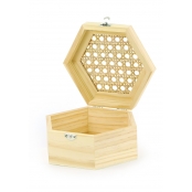 Boite Cannage Hexagonale en Bois 13 cm