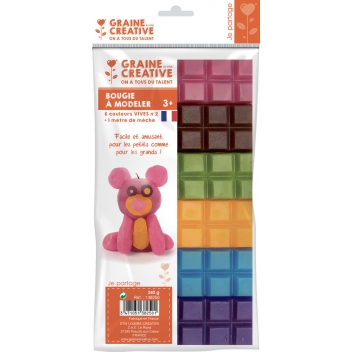 138250 - 3471051382501 - Graine créative - Bougie à modeler 6 barres Couleurs tendance 240 g - France - 3