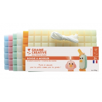 138100 - 3471051381009 - Graine créative - Bougie à modeler 6 plaques Couleurs pastel 1 050 g - France