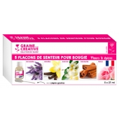 Lot de 5 parfums à bougie 27 ml Fleurs et épices