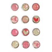 Magnet époxy mini Ø12mm Coeur et motifs 12 pièces