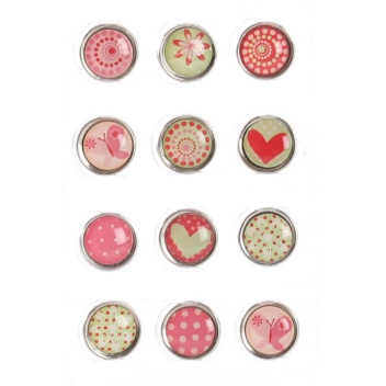 103823 - 3532431038231 - Graine créative - Magnet époxy mini Ø12mm Coeur et motifs 12 pièces - 3