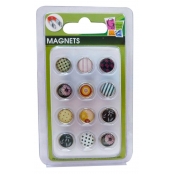 Magnet époxy mini Ø12mm Noir et motifs 12 pièces