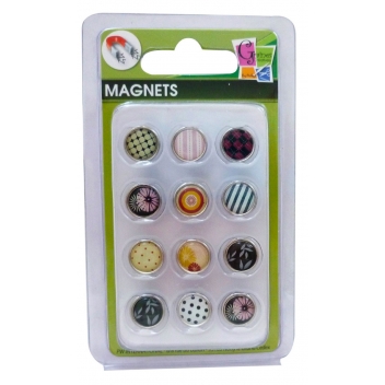 103822 - 3532431038224 - Graine créative - Magnet époxy mini Ø12mm Noir et motifs 12 pièces