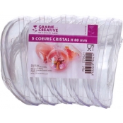 Coeurs plastique Cristal H 8 cm 5 pièces