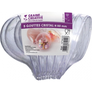579022 - 3532435790227 - Graine créative - Gouttes plastique Cristal H 11 cm 5 pièces