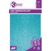 Tissu thermocollant pailleté Bleu