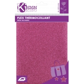 Tissu thermocollant pailleté Rose cerise