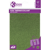 Tissu thermocollant pailleté Vert anis