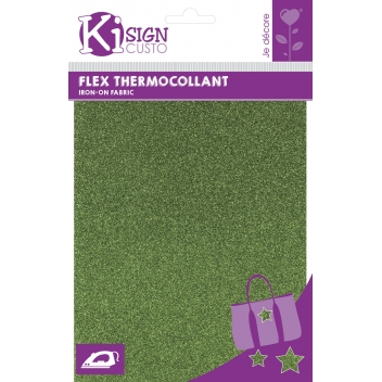 194245 - 3760131942453 - Ki-Sign - Tissu thermocollant pailleté Vert anis - 4