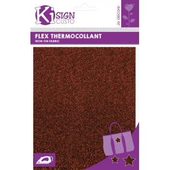 194076 - 3760131940763 - Ki-Sign - Tissu thermocollant pailleté Marron - 5