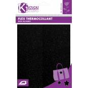 Tissu thermocollant pailleté Noir