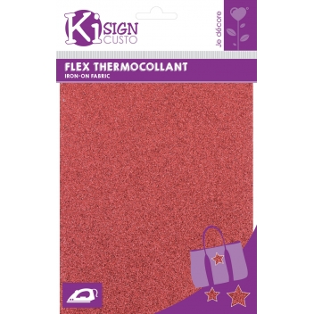 194041 - 3760131940411 - Ki-Sign - Tissu thermocollant pailleté Rouge - 2