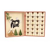 Calendrier Avent Bois Boite Decor Noël 24 cm