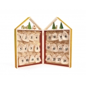 Calendrier Avent Bois Sachets Tissus 24 cm