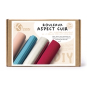 Coffret 4 rouleaux Aspect Cuir 22 x 66 cm